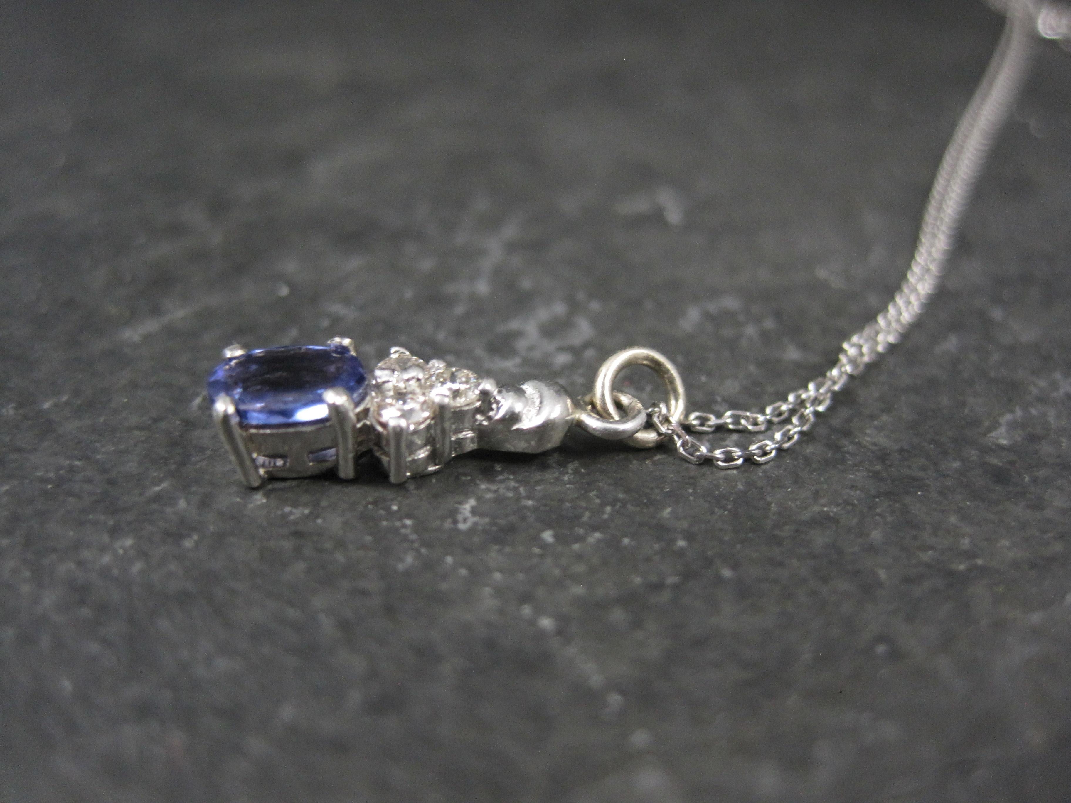 Dainty 14K Tanzanite Diamond Pendant Necklace Le Vian For Sale 1