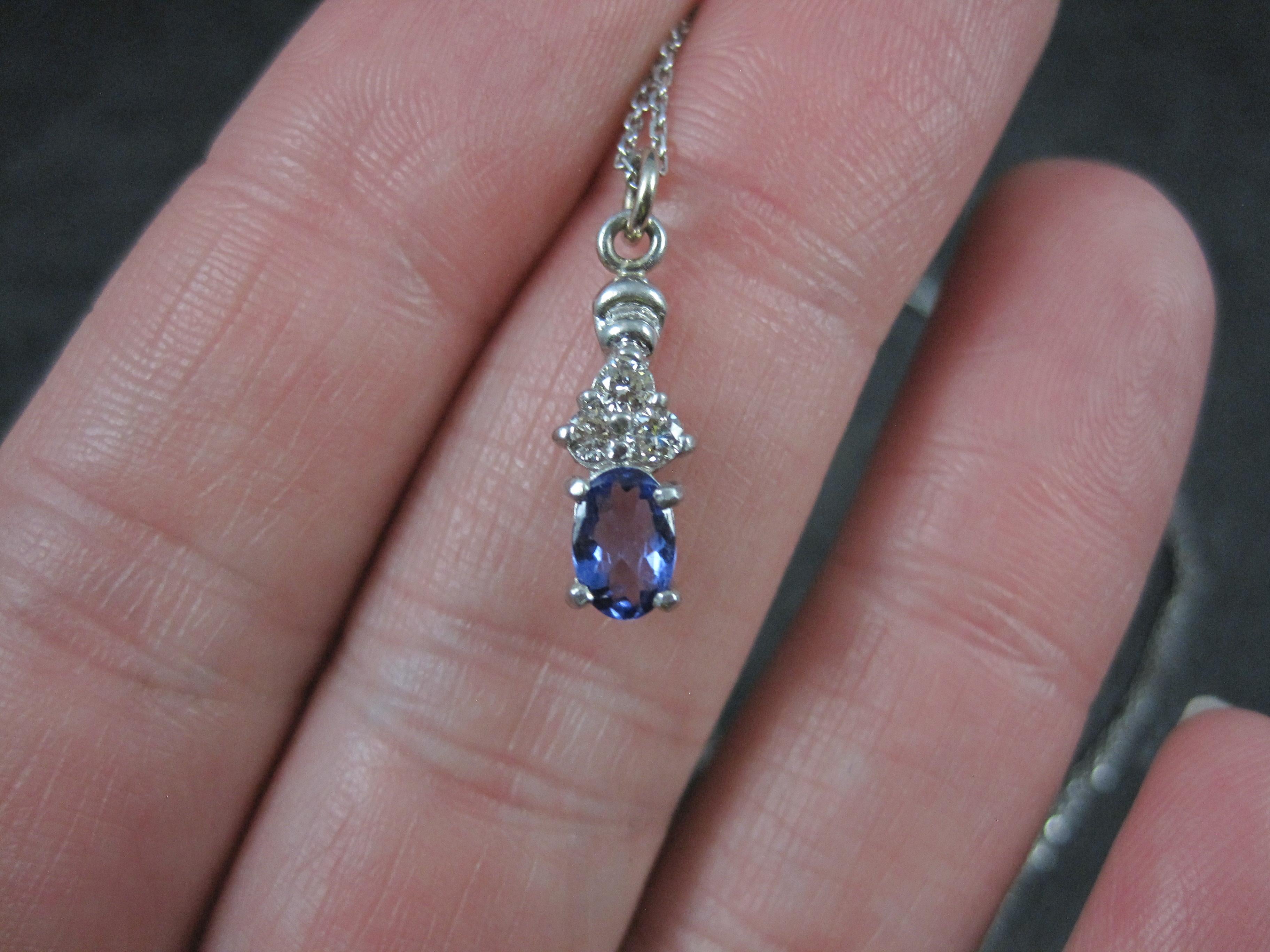 Dainty 14K Tanzanite Diamond Pendant Necklace Le Vian For Sale 3