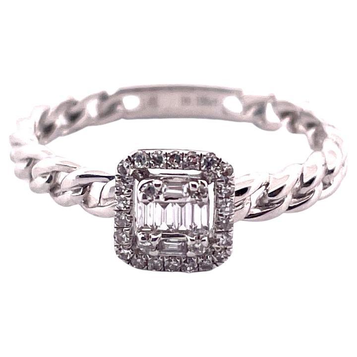 Dainty 14k White Gold Diamond Ring For Sale