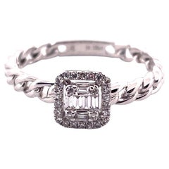 14k 0,125 Karat Würfel Gliederdesign Dainty 14k Weißgold Diamantring