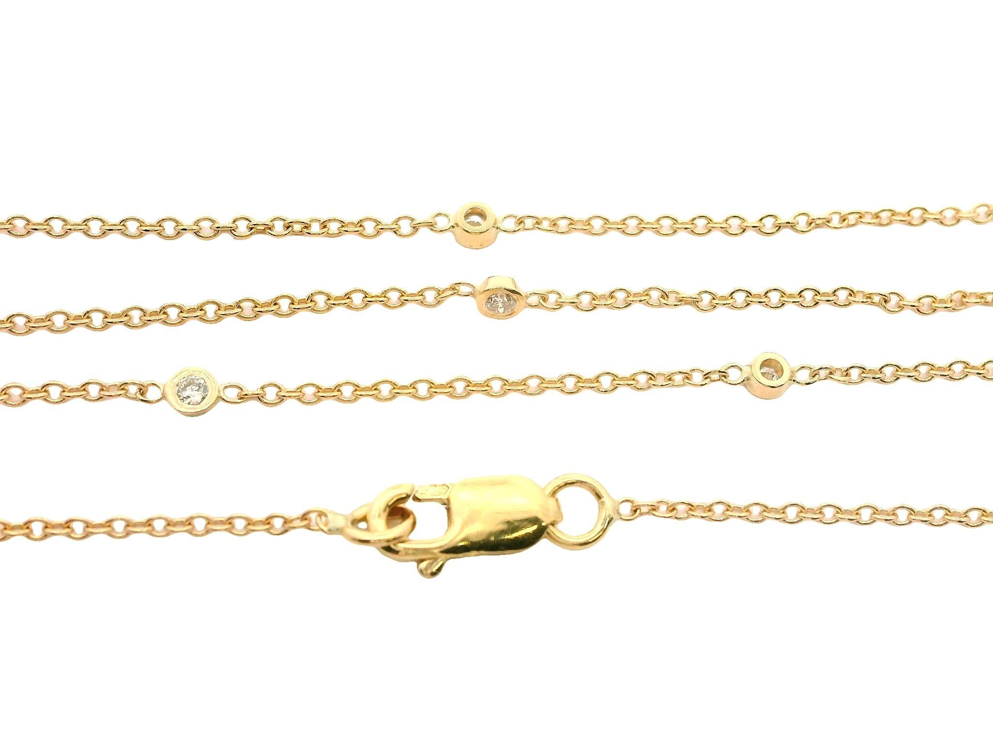 Old European Cut Dainty 14k Yellow Gold 0.16ctw Old European Bezel Diamond By The Yard Chain For Sale