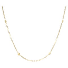 Delicada cadena de oro amarillo de 14k con diamantes en bisel europeos antiguos de 0,16 ctw