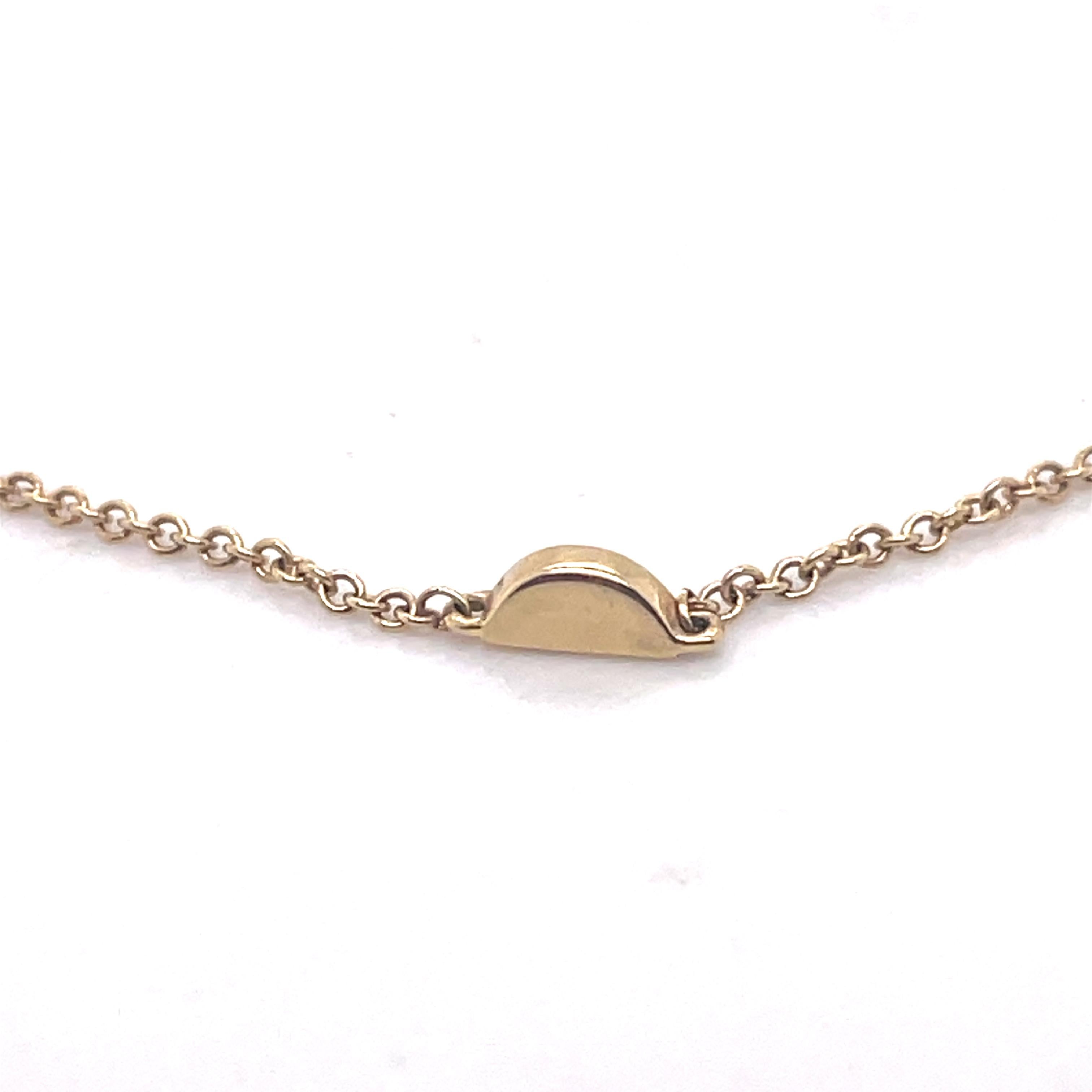 Dainty 14K Yellow Gold Bracelet, Half circle gold Pendant Delicat chain bracelet For Sale 1