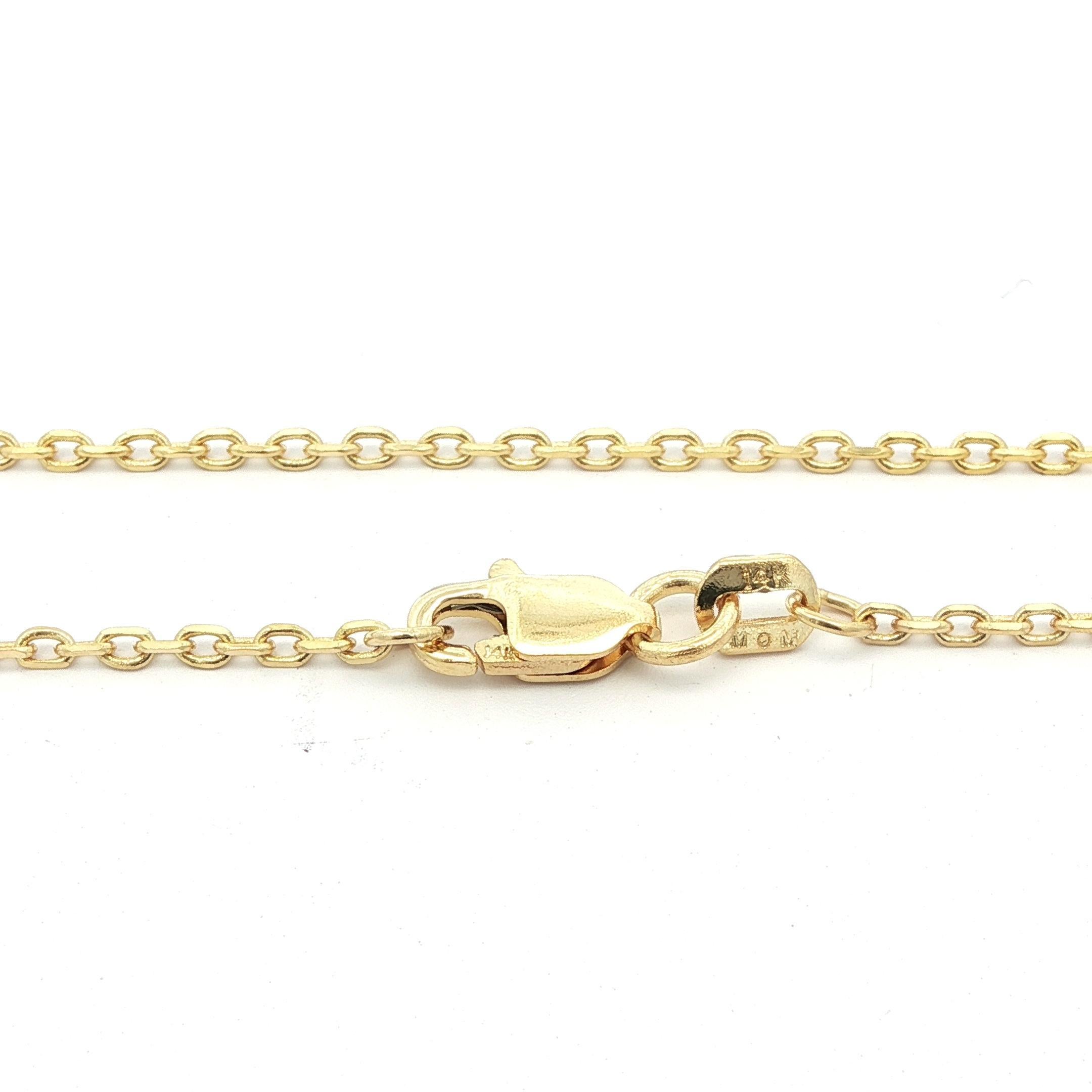 Pendentif en or jaune 14k avec croix polie et collier à maillons de 16