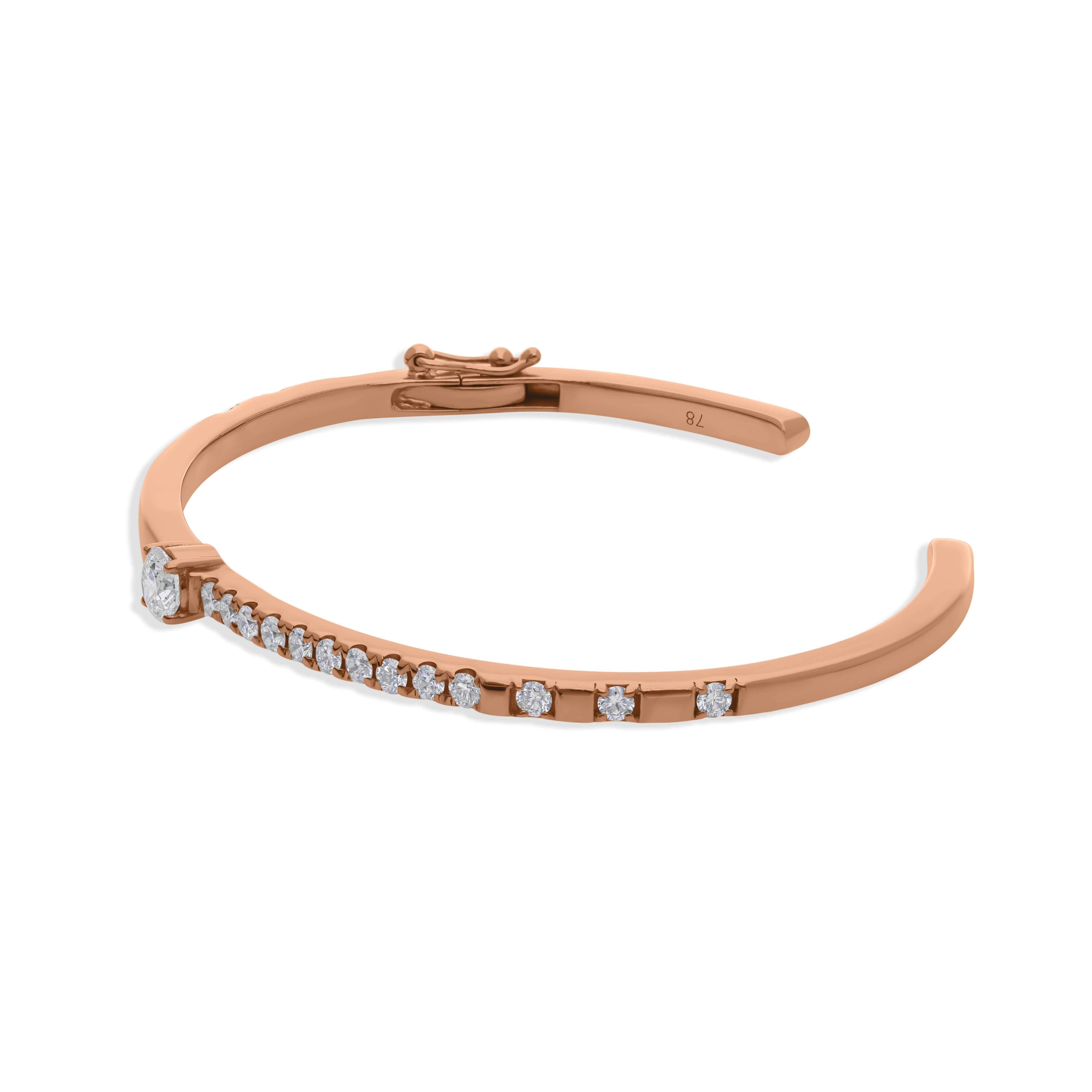 Bracciale con diamanti naturali da 1,16 carati in oro rosa 18 carati Tutti i prezzi sono pagati in vendita 1