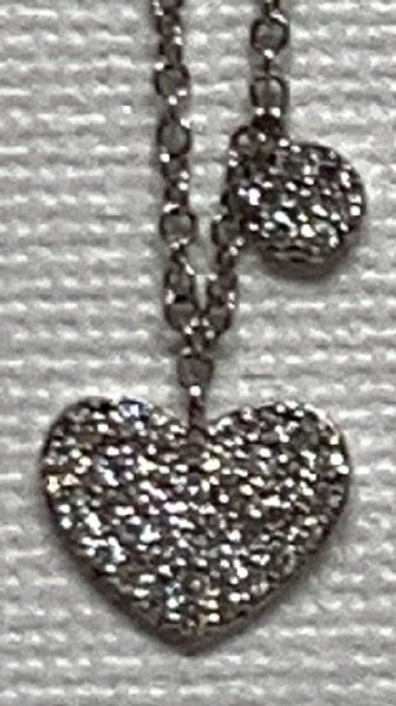 Dainty 4 Heart 14 Karat White Gold White Pave Diamond Necklace In New Condition For Sale In Scottsdale, AZ