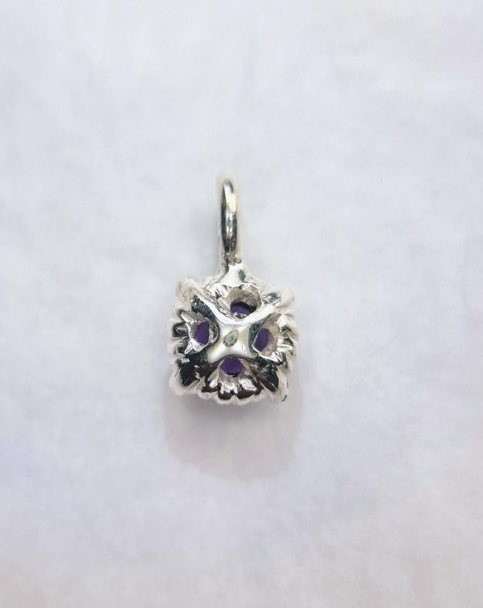 Magnifique pendentif améthyste ronde torsadée de 6 mm en argent sterling avec chaîne italienne en vente 8