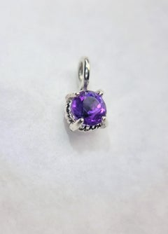 Magnifique pendentif améthyste ronde torsadée de 6 mm en argent sterling avec chaîne italienne