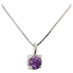 Dainty 6mm Round Amethyst Twist Pendant in Sterling Silver with Italian Chain