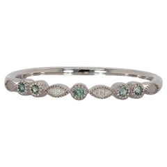 Dainty Alexandrite Band with Milgrain Details in Solid 14K White Gold  RD 2mm