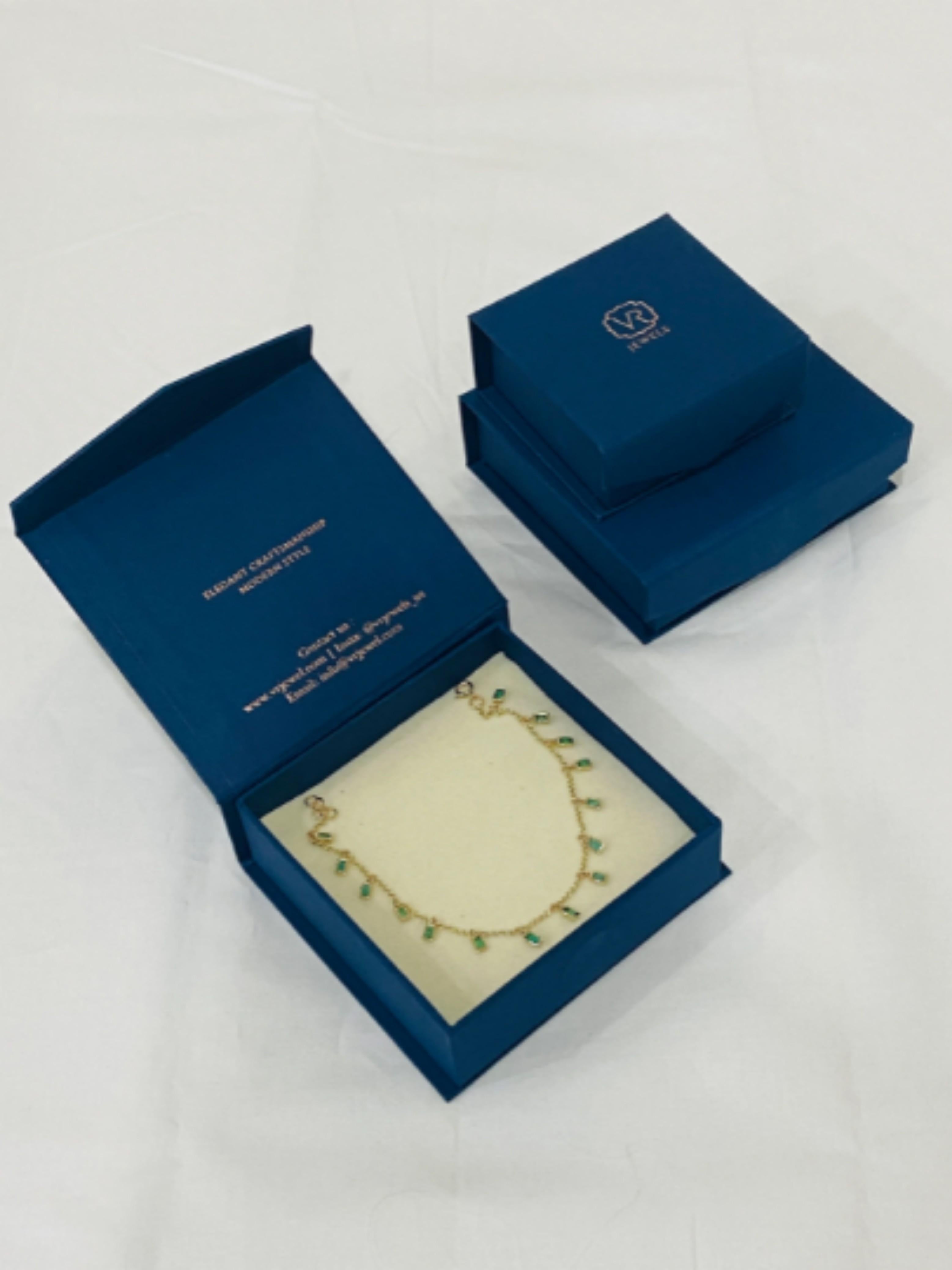 Dainty Aquamarin-Kettenarmband aus 18 Karat Gelbgold (Moderne) im Angebot