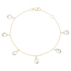 Dainty Aquamarin-Kettenarmband aus 18 Karat Gelbgold