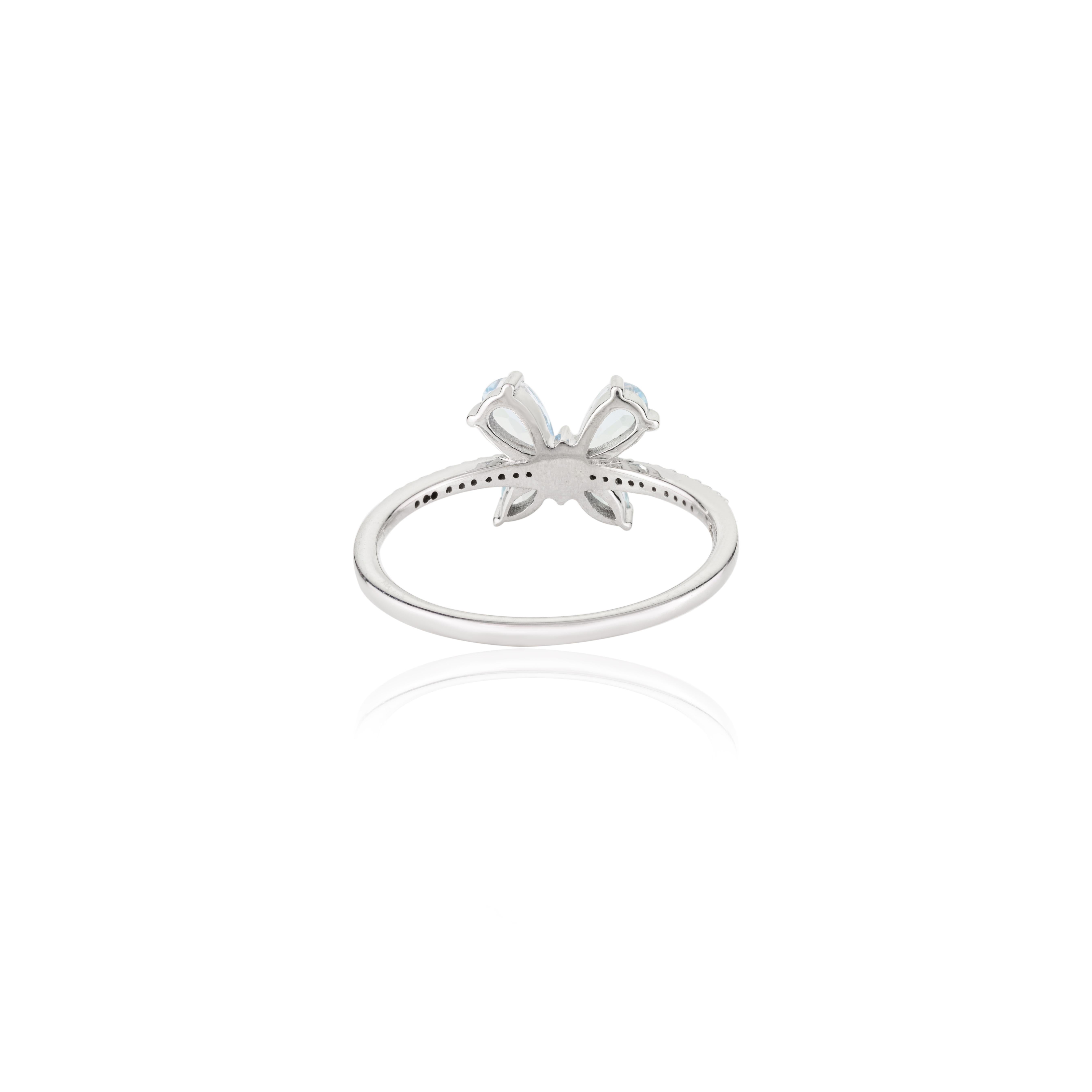 in vendita:  Delicato anello a farfalla con diamante e acquamarina per lei in oro bianco 18 carati 7