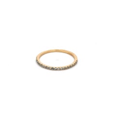 Anillo apilable de aguamarina redonda de 1 MM de oro amarillo macizo de 18k
