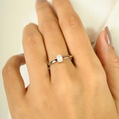 Dainty Baguette Diamond Cluster Engagement Ring Made in Solid 18k White Gold