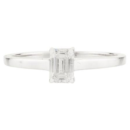 Dainty Baguette Diamond Cluster Engagement Ring Made in Solid 18k White Gold
