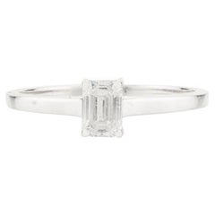 Dainty Baguette Diamond Cluster Engagement Ring Made in Solid 18k White Gold