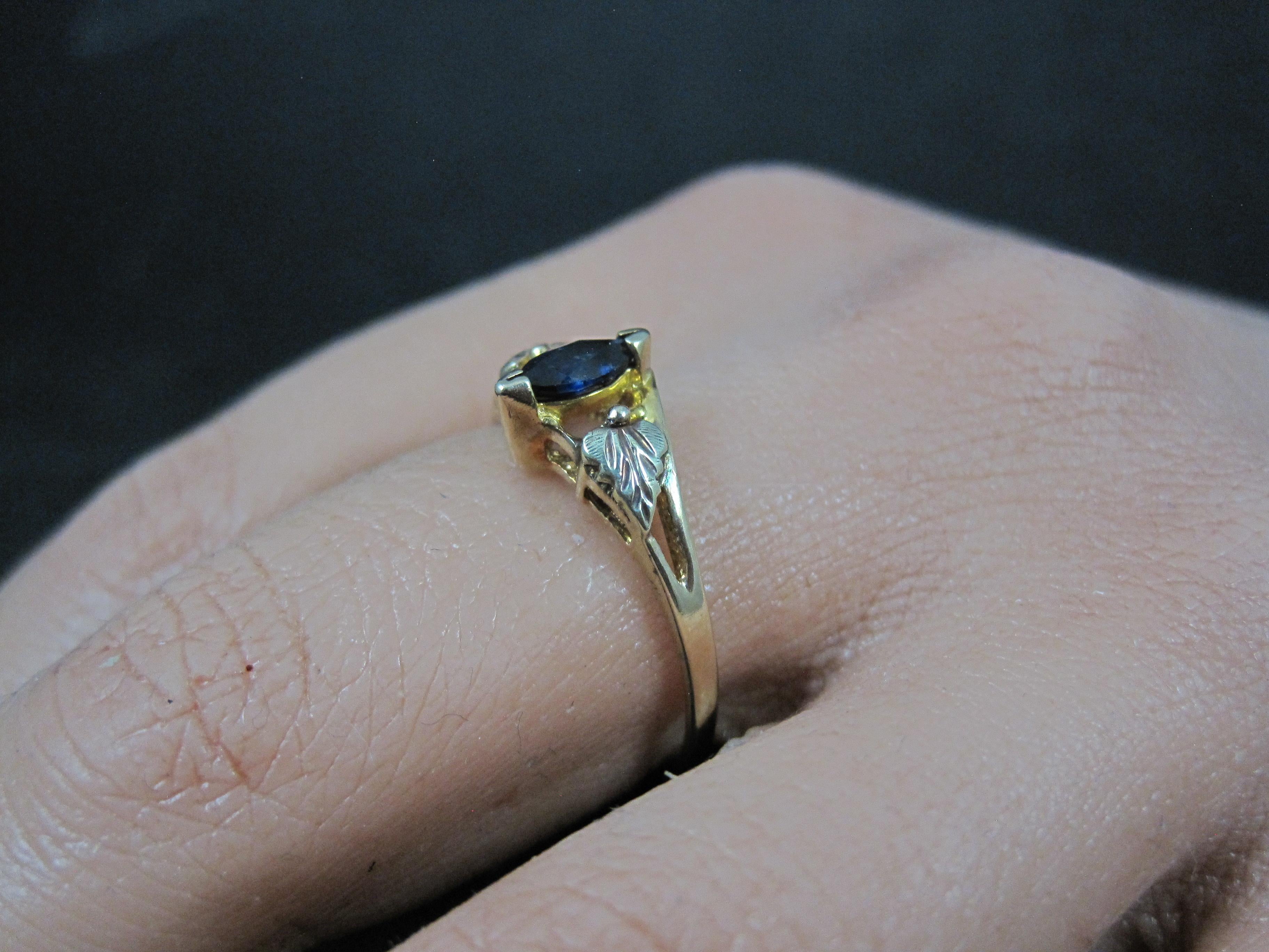 Dainty Black Hills Gold Marquise Cut Saphir Ring Größe 8 4