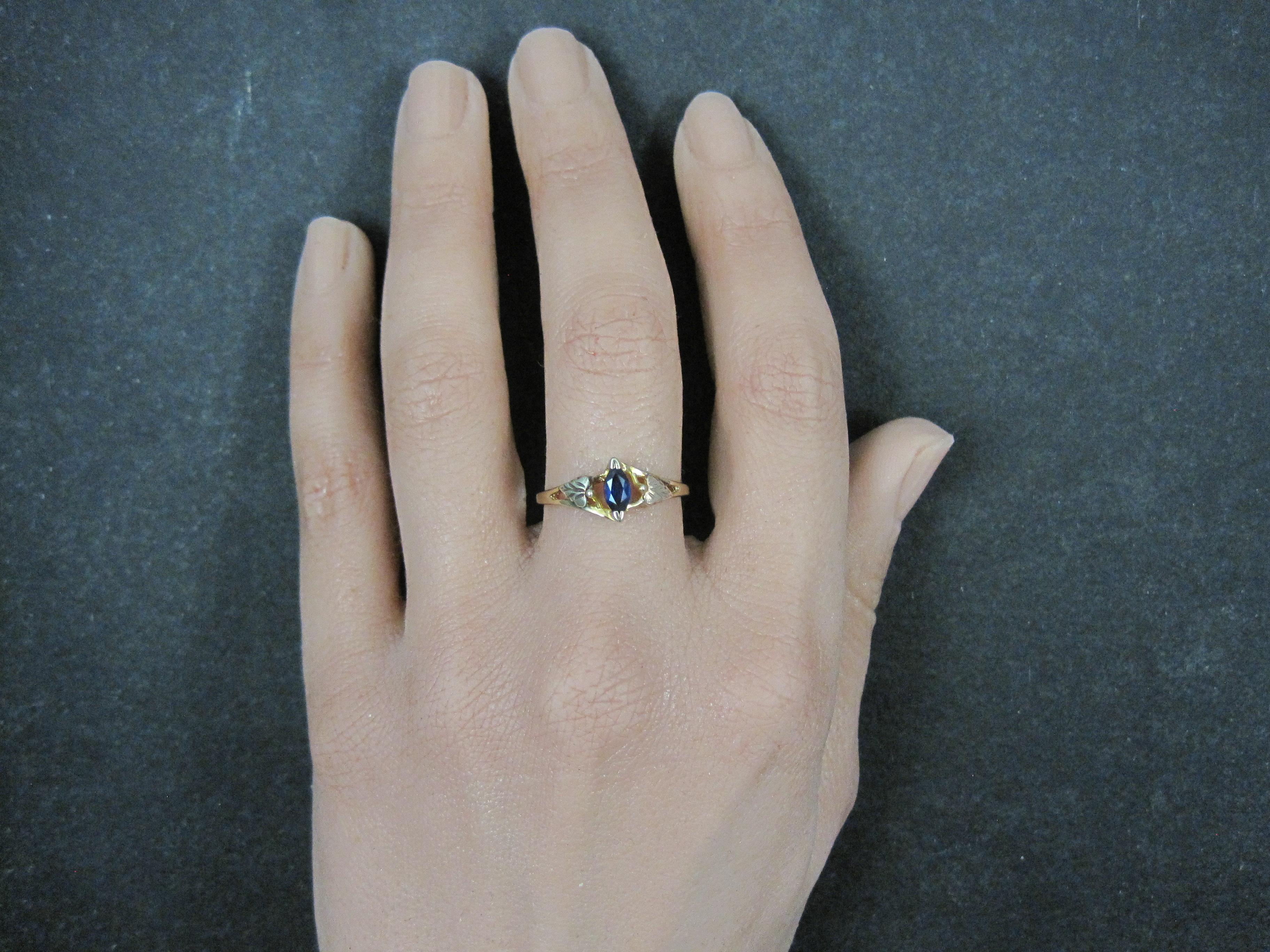 Dainty Black Hills Gold Marquise Cut Saphir Ring Größe 8 6