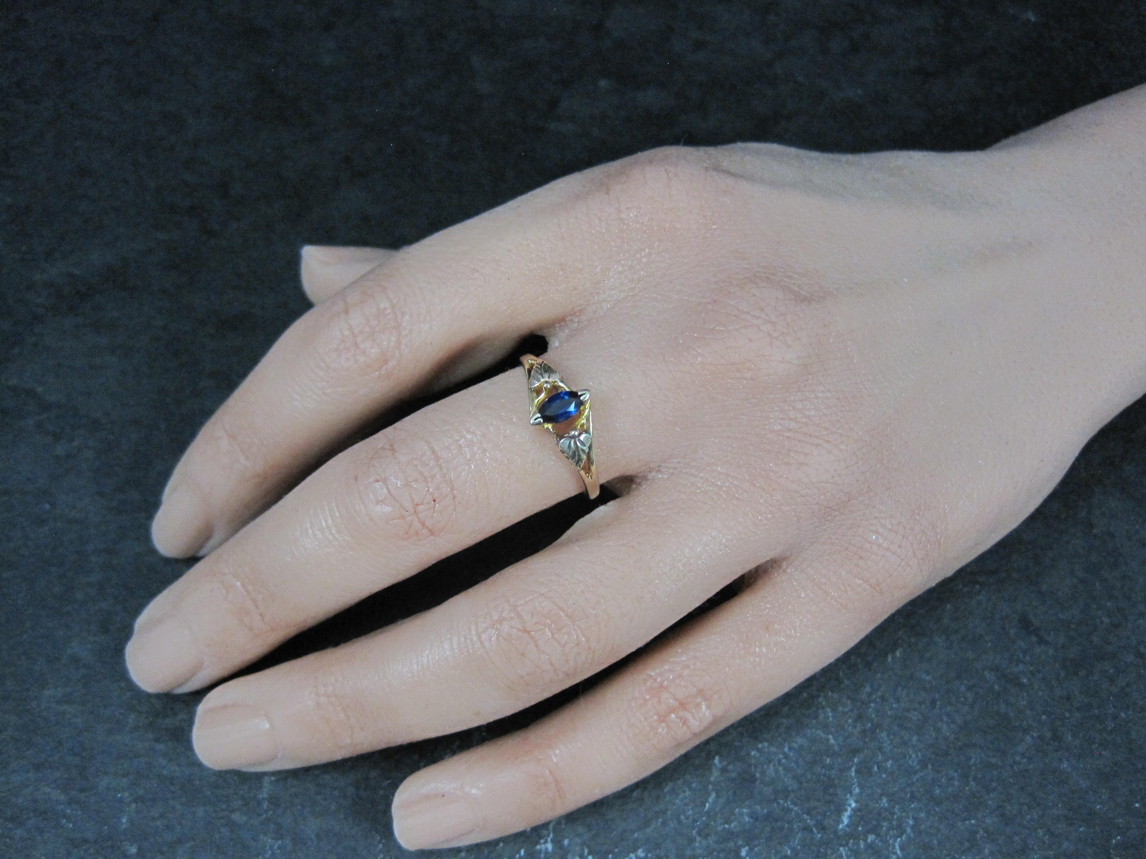 Dainty Black Hills Gold Marquise Cut Saphir Ring Größe 8 2