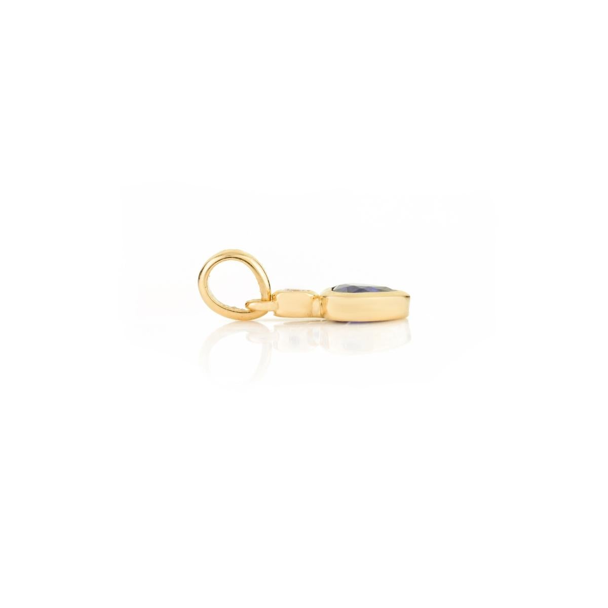 Pendentif coeur saphir bleu et diamant en or jaune 18k Cadeau pour future mariée en vente 3