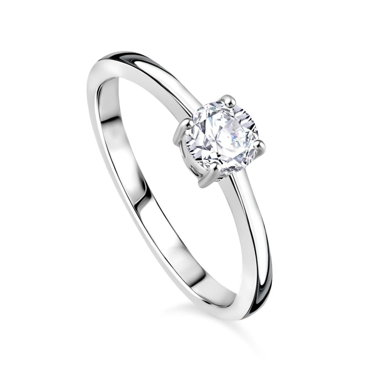En venta: Anillo de compromiso solitario con diamante redondo brillante para ella en oro blanco de 14k  2