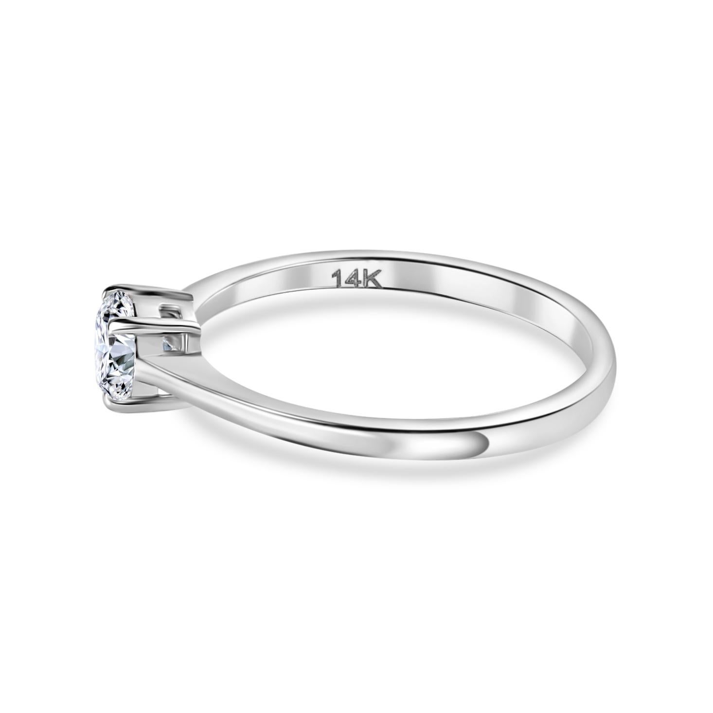 En venta: Anillo de compromiso solitario con diamante redondo brillante para ella en oro blanco de 14k  3