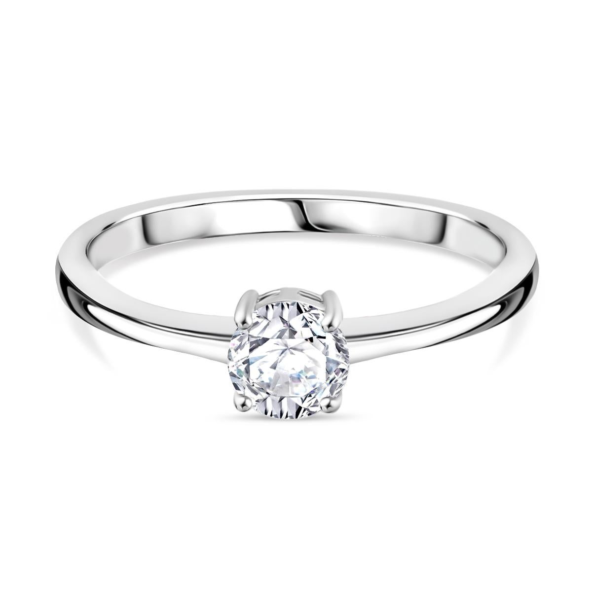 En venta: Anillo de compromiso solitario con diamante redondo brillante para ella en oro blanco de 14k  5