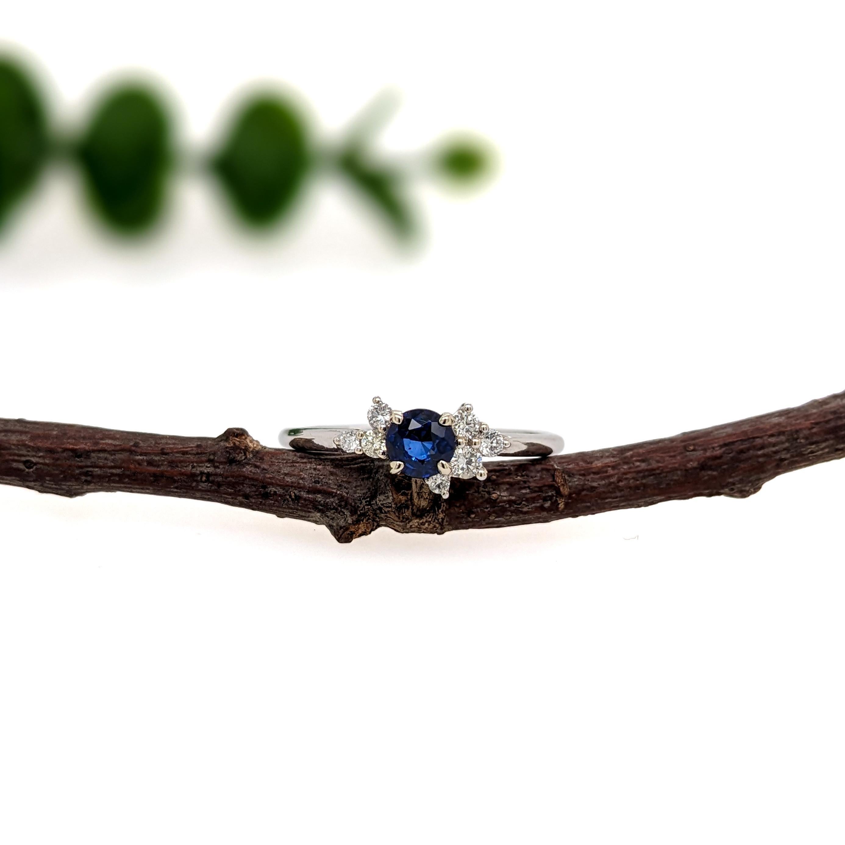 Bague en or massif 14 carats avec saphir de Ceylan et diamants extraits de la terre  RD 4mm en vente 3