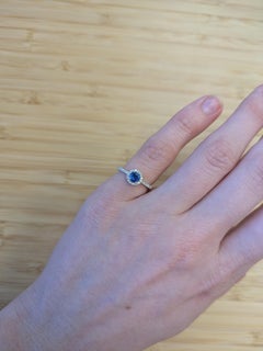 Dainty Ceylon Sapphire Ring w Natural Diamond Accents in 14K Gold  RD 4.5mm