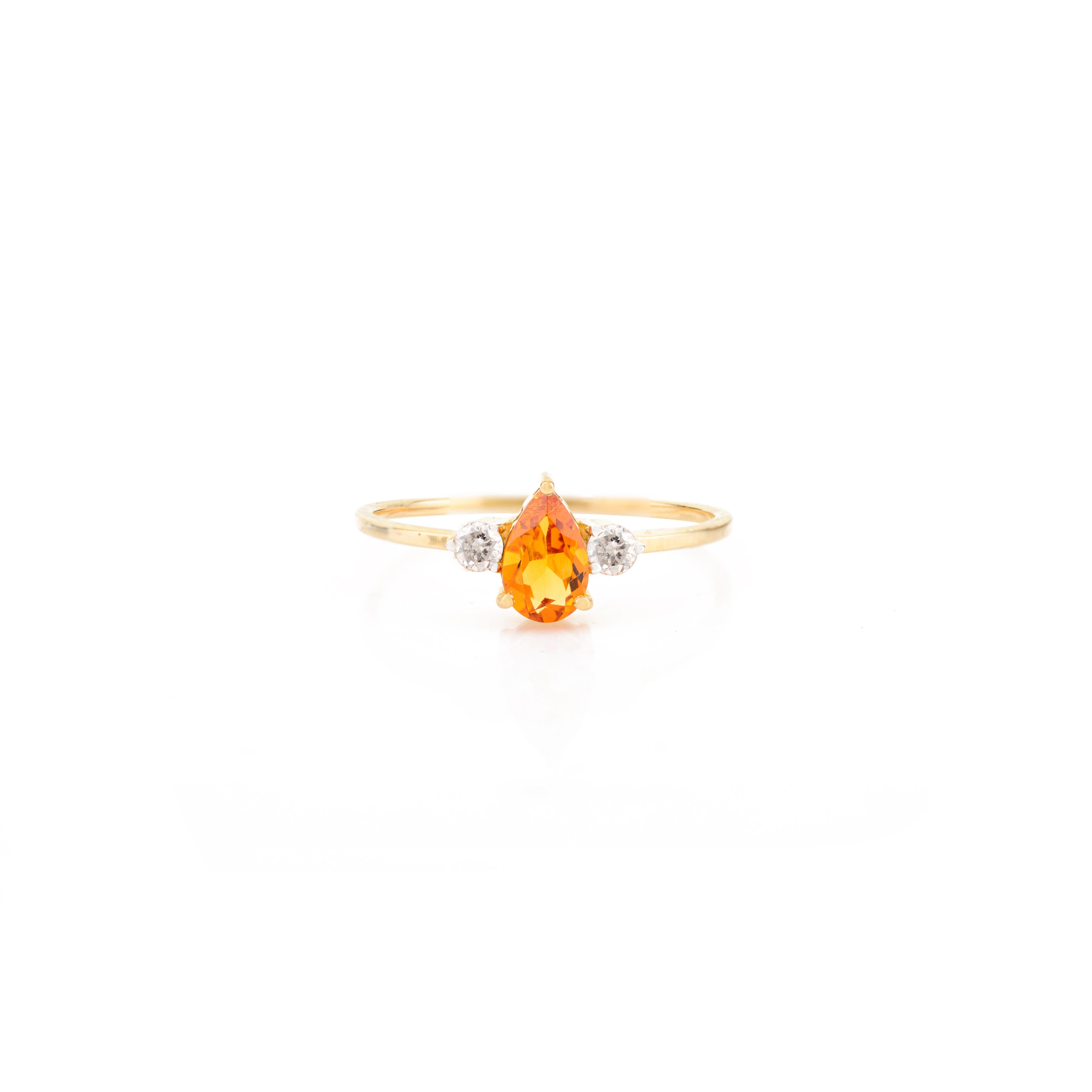 Poire Citrine Diamant Boucle d'Oreille Bague Pendentif en Or Jaune 18k Cadeau en vente 10