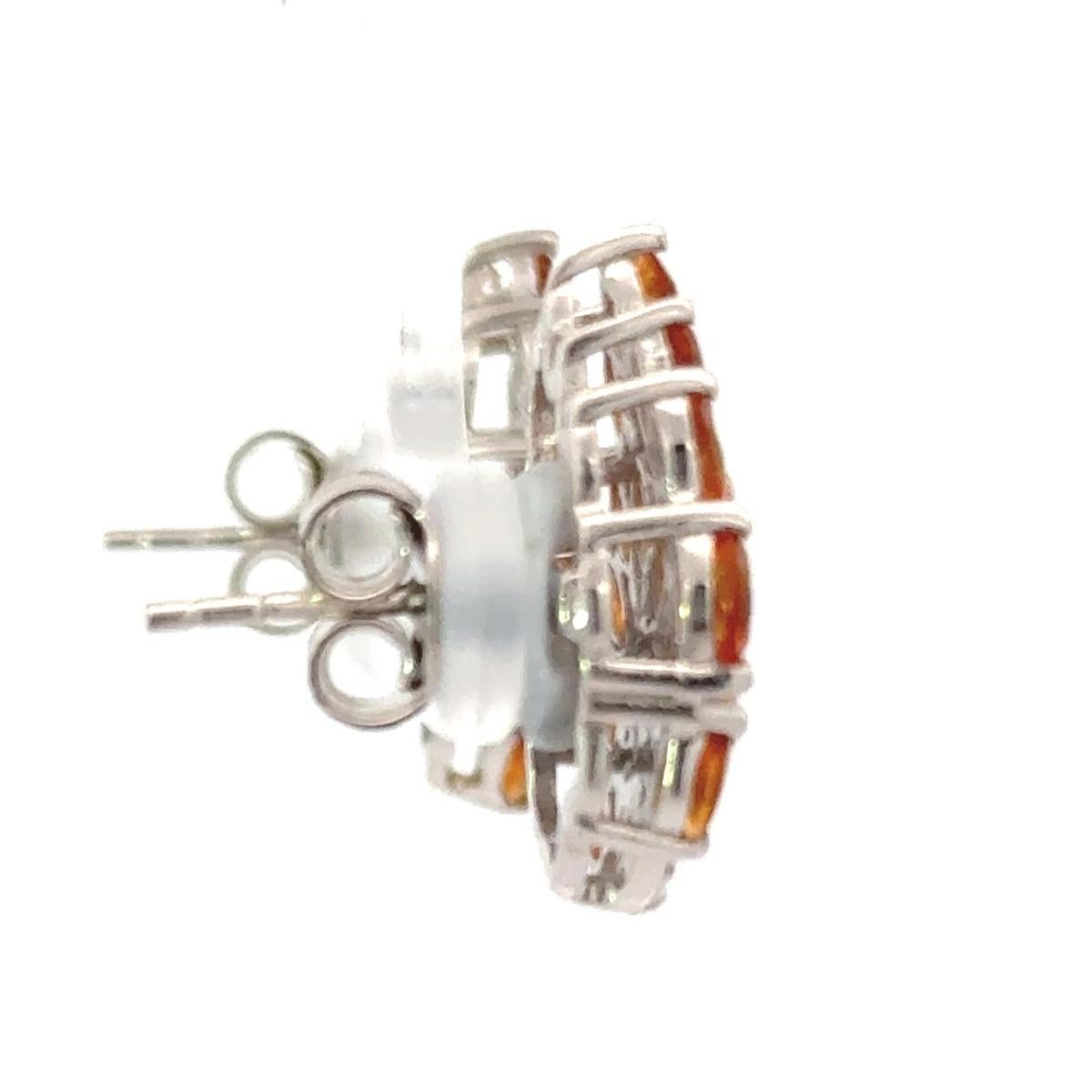 Art Deco Dainty Citrine Gemstone Studs Earring for Mother Gift in Solid Silver For Sale