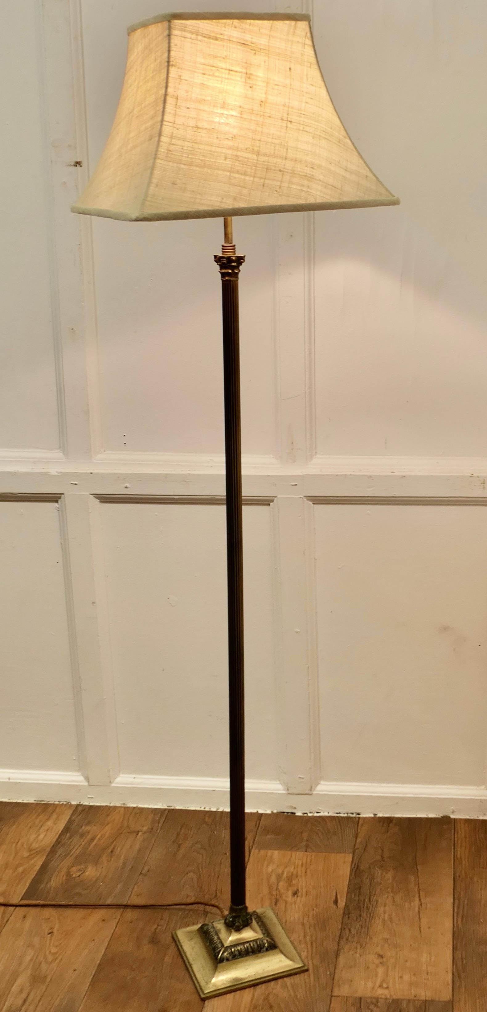Dainty Cottage Brass Arts and Crafts Floor Lamp 


This is a very attractive piece, the lamp has a slender fluted brass centre column with a square brass base and there are decorative turnings in brass at the top
The lamp is a lovely dainty size,