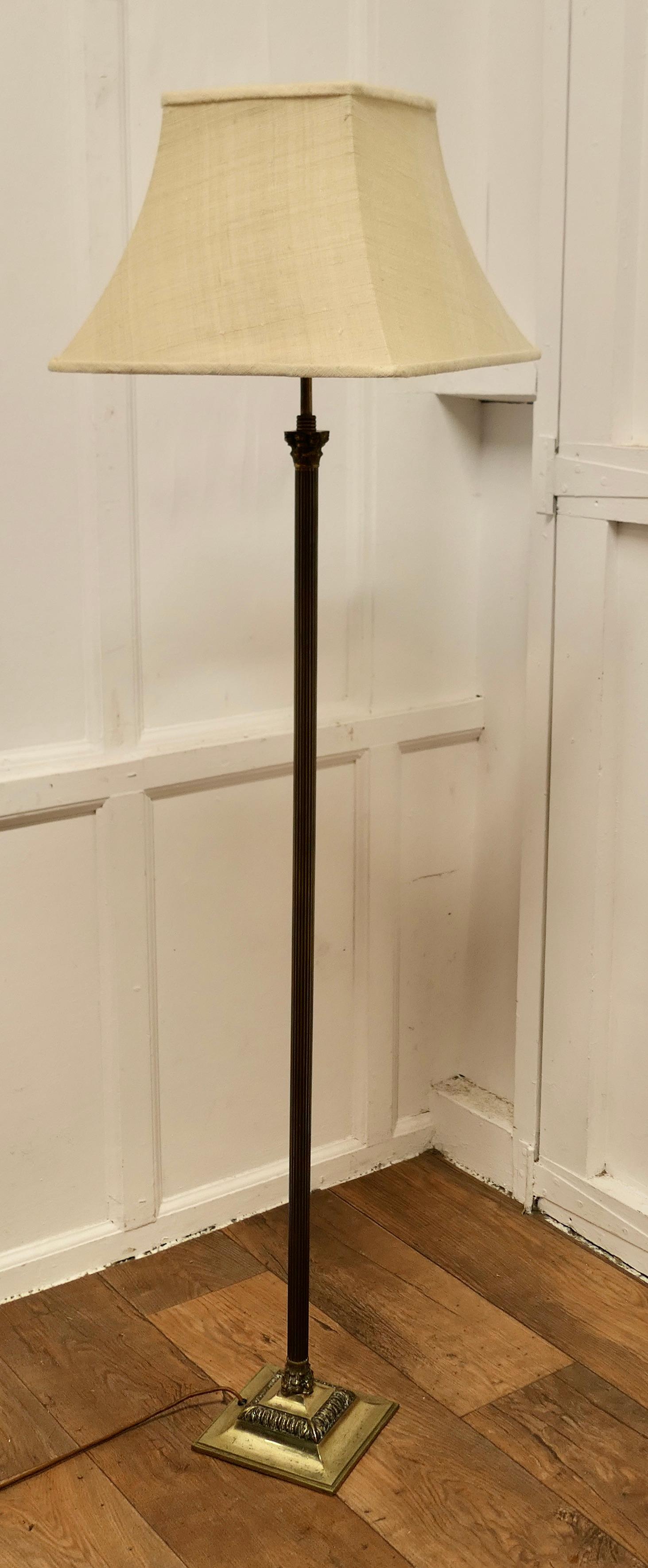 Early 20th Century Dainty Cottage Brass Arts and Crafts Floor Lamp     