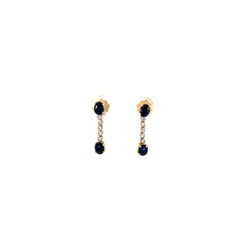 Boucles d'oreilles pendantes saphir et diamant