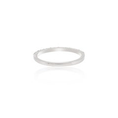 Minimalist Diamond and Emerald Pave Band Stackable Ring 18k Solid White Gold