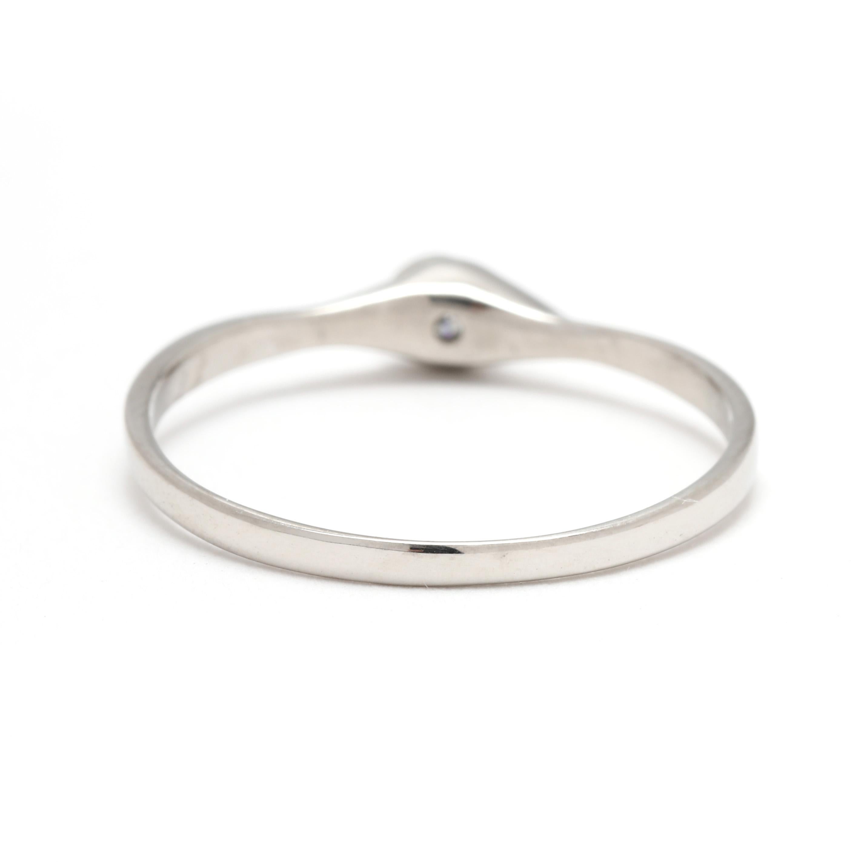 Round Cut Dainty Diamond Bezel Ring, Platinum, Ring Size 6.25 For Sale