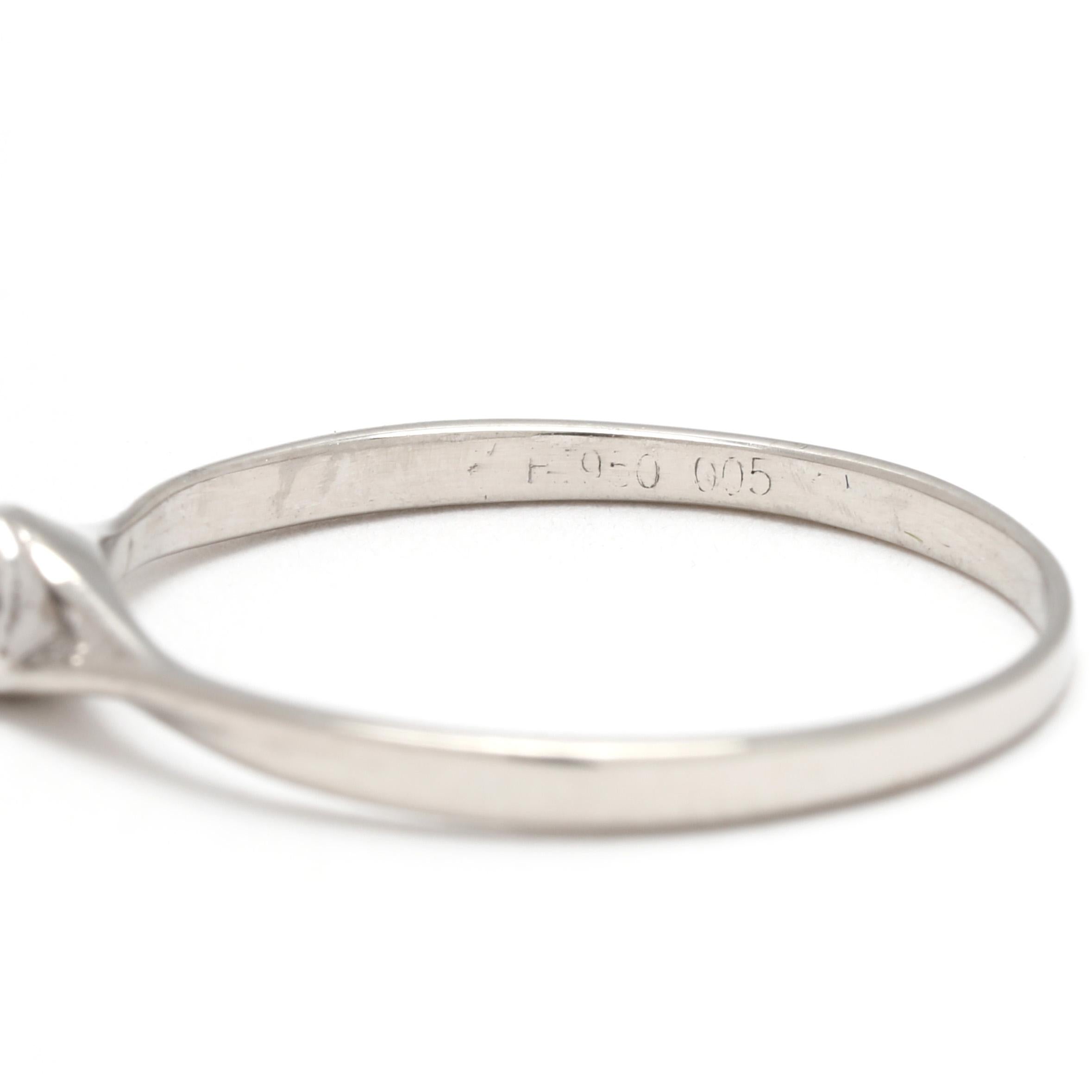 Women's or Men's Dainty Diamond Bezel Ring, Platinum, Ring Size 6.25 For Sale