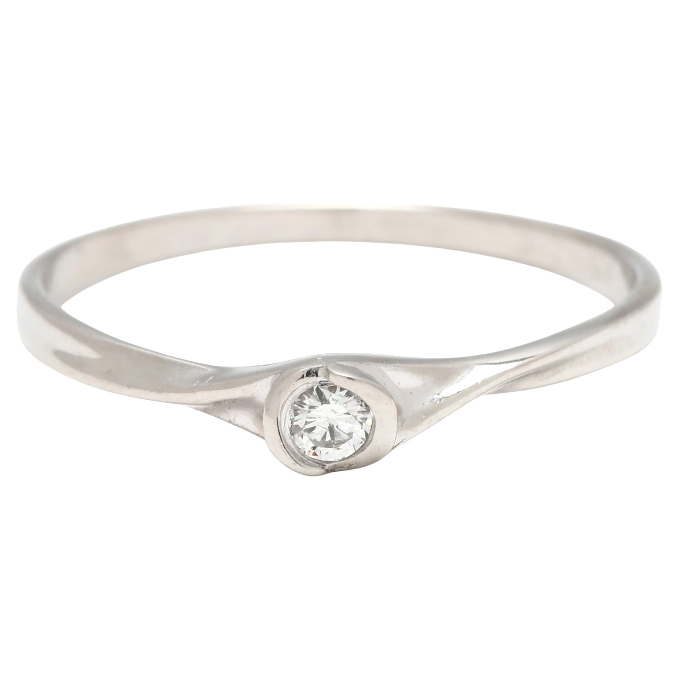 Dainty Diamond Bezel Ring, Platinum, Ring Size 6.25