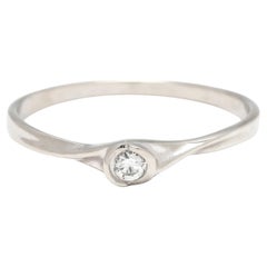 Dainty Diamond Bezel Ring, Platinum, Ring Size 6.25