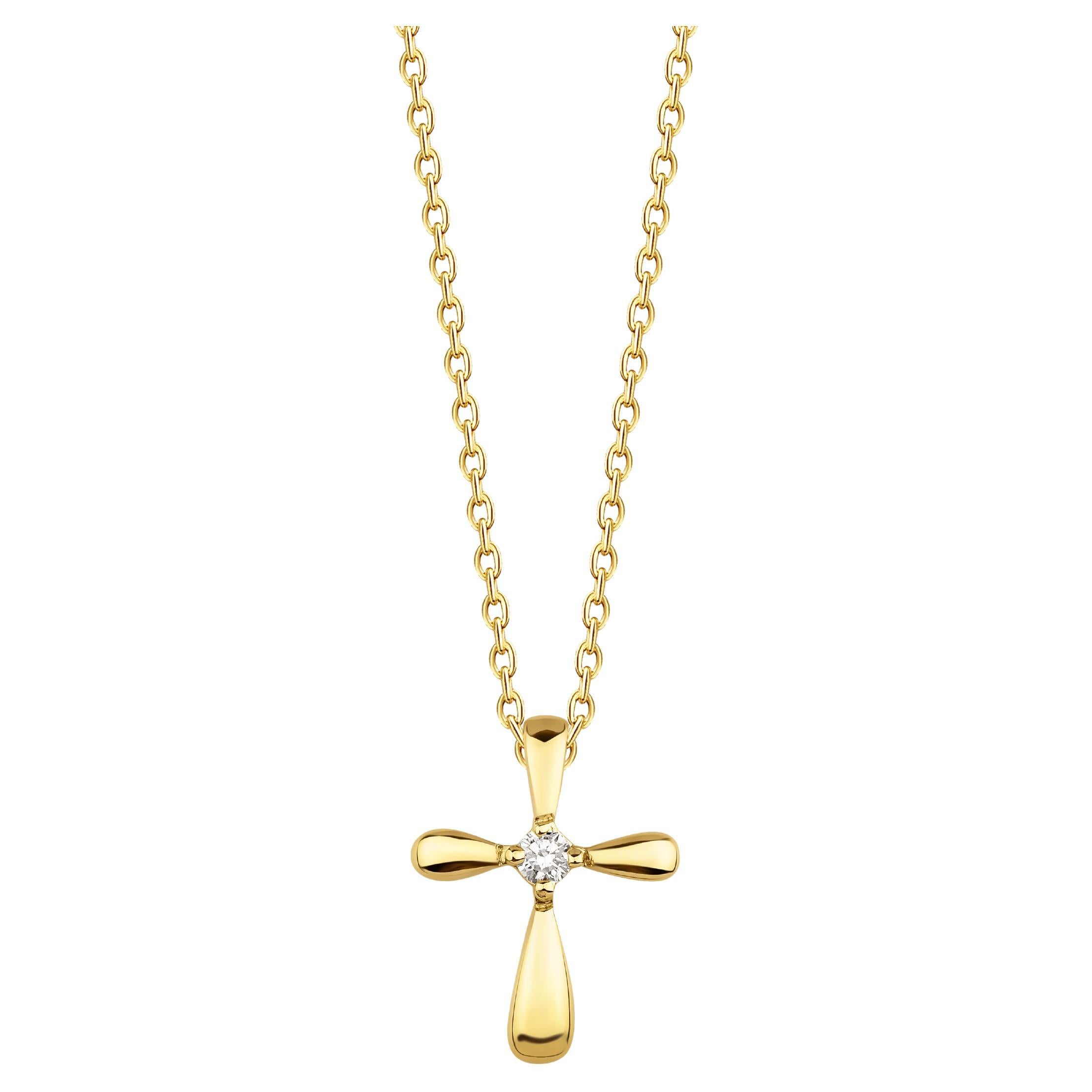 Dainty Diamond Cross Necklace, 0.04ct