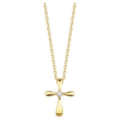 Dainty Diamond Cross Necklace, 0.04ct