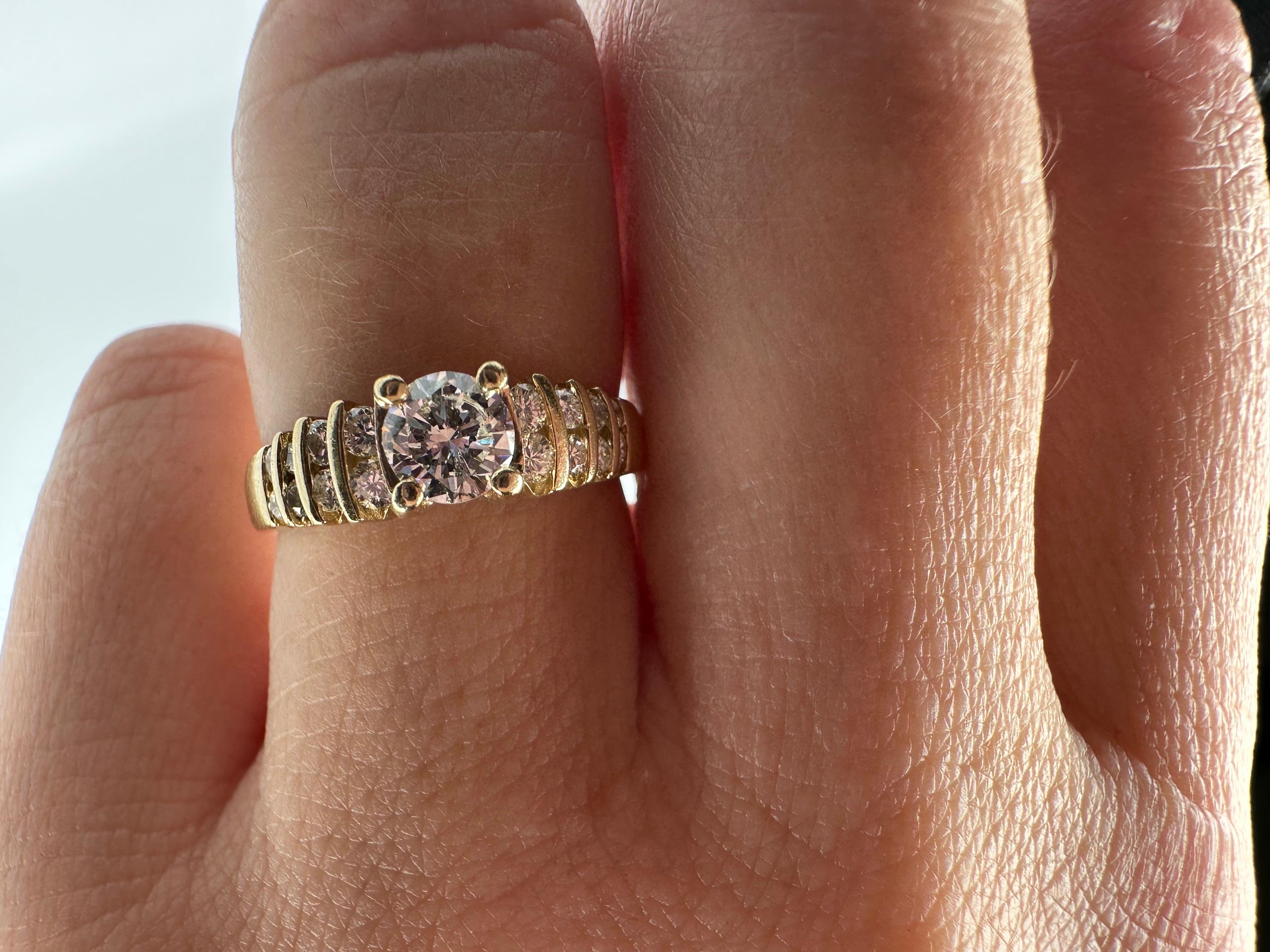 Dainty Diamond Engagement Ring 14 Karat Yellow Gold For Sale 5