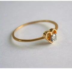 Dainty Diamond Heart Shape Engagement Couples Ring in 14k Solid Gold