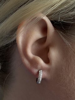 Dainty Diamond Hoop Earrings 18K White Gold