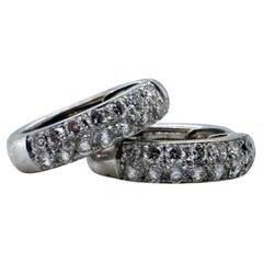 Dainty Diamond Hoop Earrings 18K White Gold