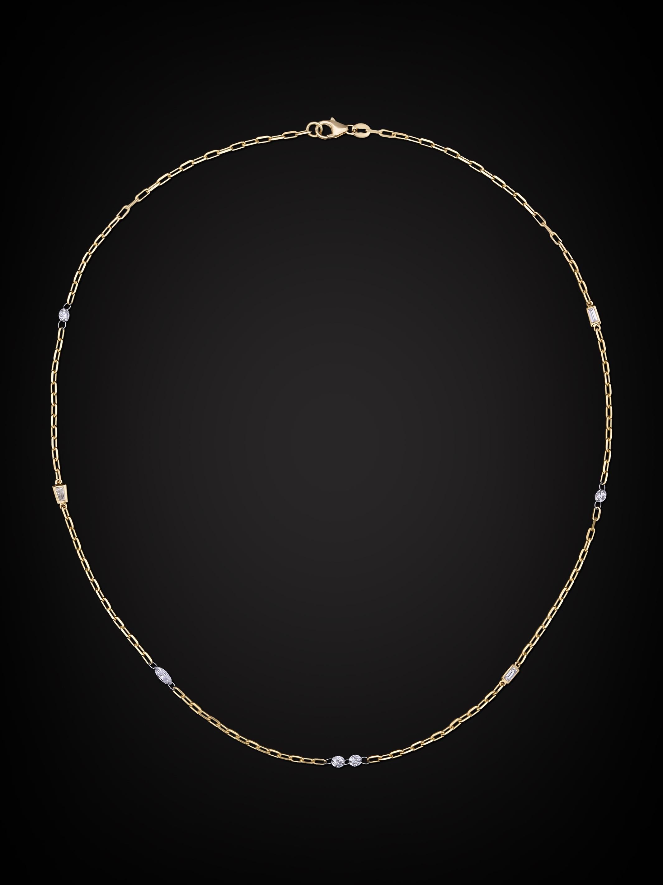 Women's Dainty Diamond Necklace, 18k Gold VS Diamonds For Sale