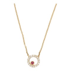 Dainty Diamant-Rubin-Halskette 14k massives Gelbgold, Braut zum Geschenk für sie