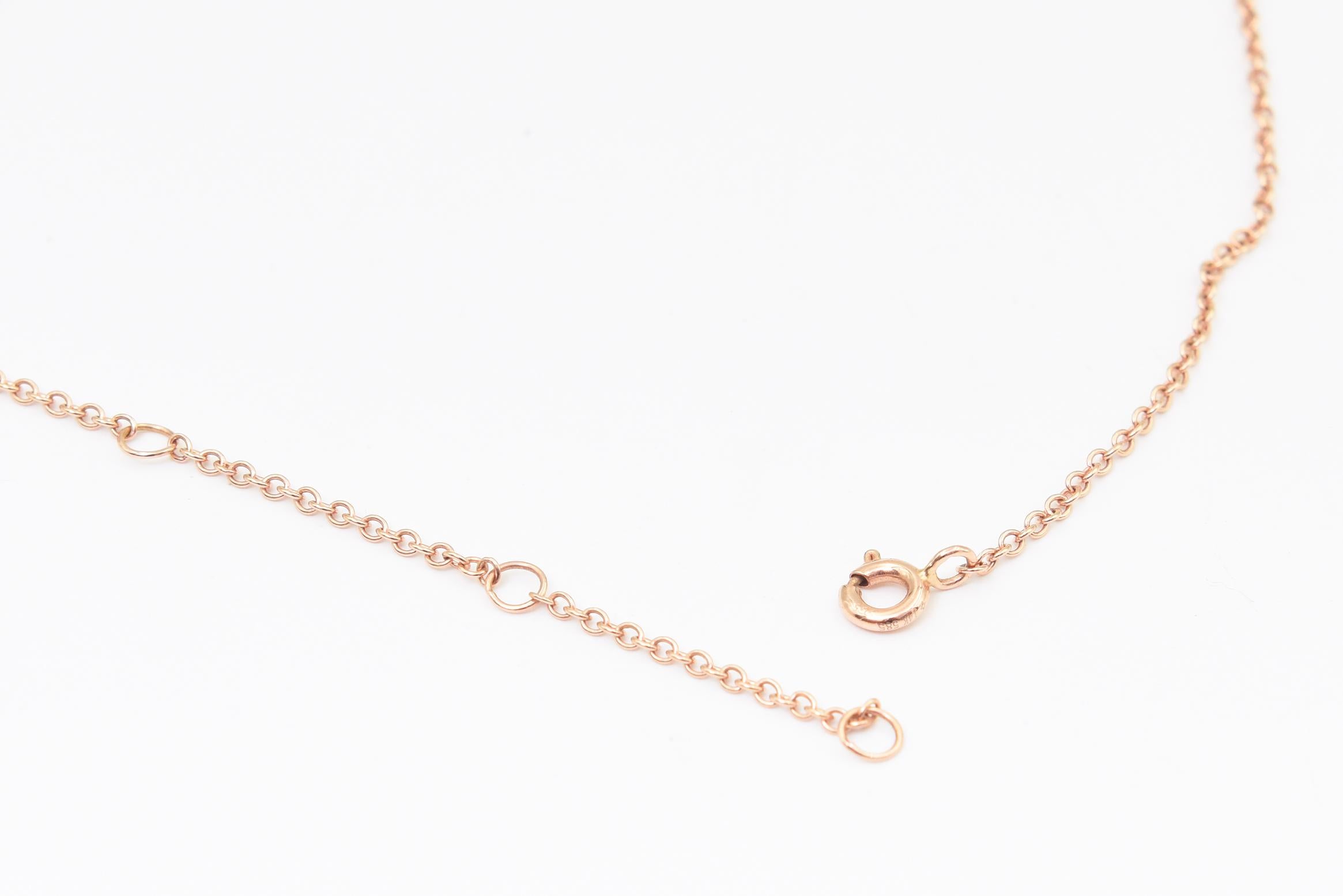 Collier à pointes de diamants en or rose 14k en vente 2