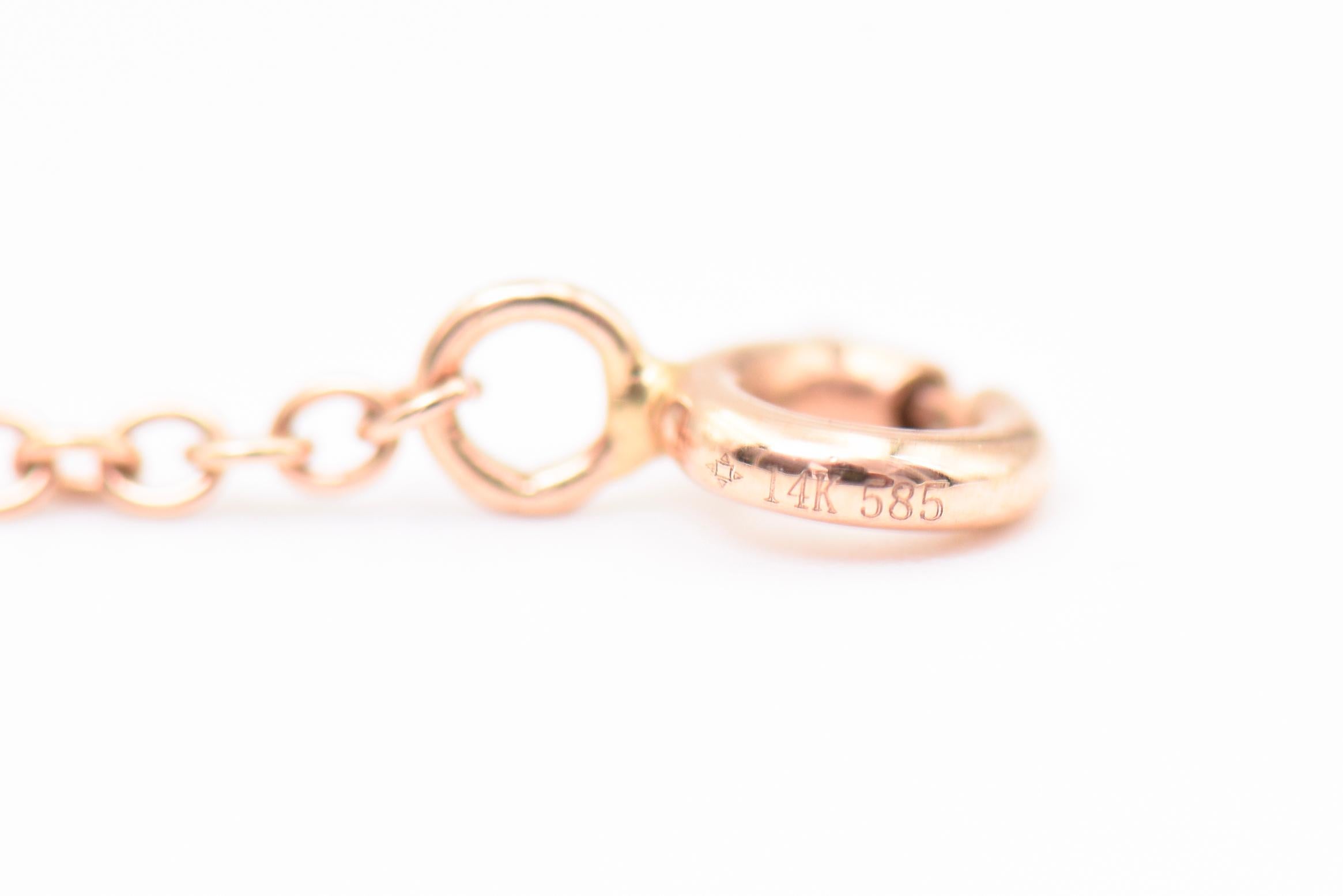 Collier à pointes de diamants en or rose 14k en vente 3